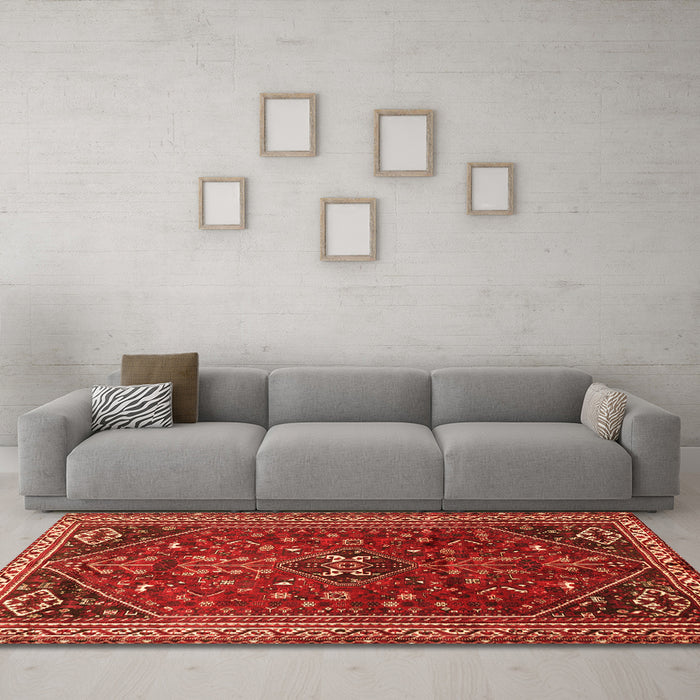 Machine Washable Persian Orange Traditional Area Rugs in a Living Room, wshtr851org
