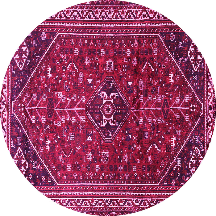 Round Machine Washable Persian Pink Traditional Rug, wshtr851pnk