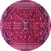 Round Machine Washable Persian Pink Traditional Rug, wshtr851pnk