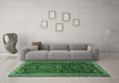 Machine Washable Persian Emerald Green Traditional Area Rugs in a Living Room,, wshtr851emgrn
