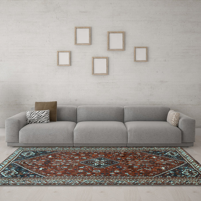 Machine Washable Persian Light Blue Traditional Rug in a Living Room, wshtr851lblu