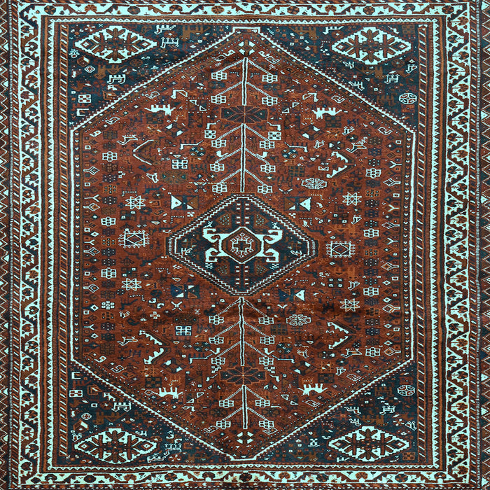 Square Machine Washable Persian Light Blue Traditional Rug, wshtr851lblu