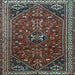 Square Machine Washable Persian Light Blue Traditional Rug, wshtr851lblu