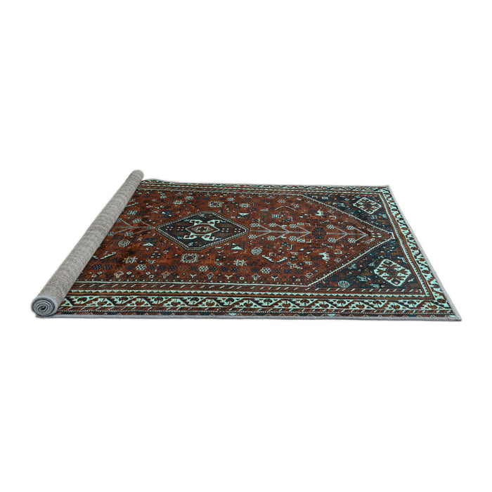 Sideview of Machine Washable Persian Light Blue Traditional Rug, wshtr851lblu