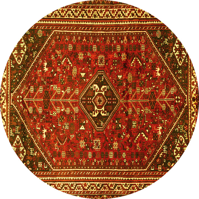 Round Persian Yellow Traditional Rug, tr851yw