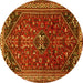 Round Persian Yellow Traditional Rug, tr851yw