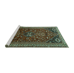Sideview of Machine Washable Persian Turquoise Traditional Area Rugs, wshtr851turq