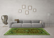 Machine Washable Persian Green Traditional Area Rugs in a Living Room,, wshtr851grn