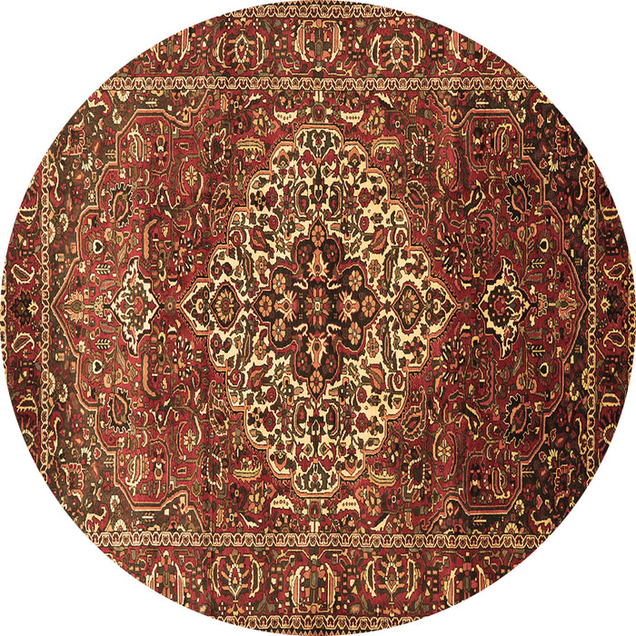 Round Persian Brown Traditional Rug, tr852brn