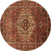 Round Persian Brown Traditional Rug, tr852brn