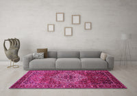 Machine Washable Persian Pink Traditional Rug, wshtr852pnk