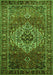 Serging Thickness of Machine Washable Persian Green Traditional Area Rugs, wshtr852grn