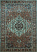 Machine Washable Persian Light Blue Traditional Rug, wshtr852lblu