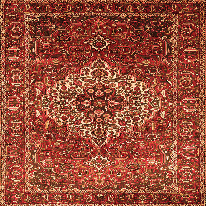 Round Machine Washable Persian Orange Traditional Area Rugs, wshtr852org