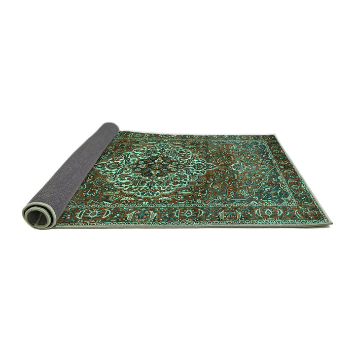 Sideview of Persian Turquoise Traditional Rug, tr852turq