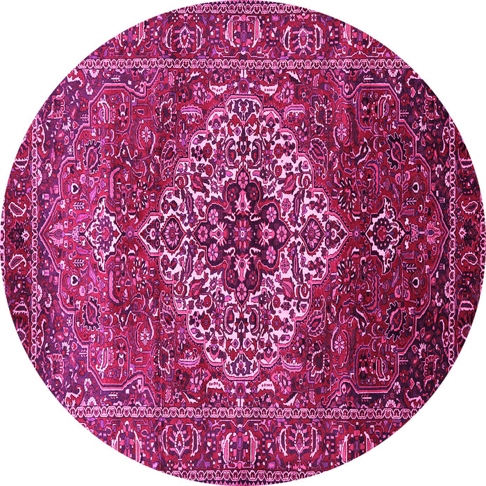 Round Machine Washable Persian Pink Traditional Rug, wshtr852pnk