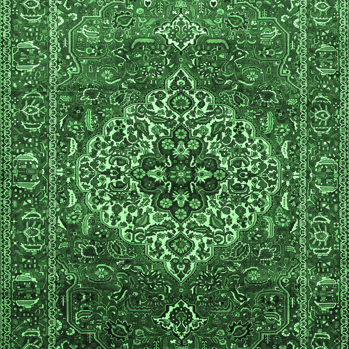 Machine Washable Persian Emerald Green Traditional Area Rugs, wshtr852emgrn