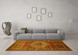 Machine Washable Persian Yellow Traditional Rug in a Living Room, wshtr852yw