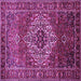 Square Machine Washable Persian Purple Traditional Area Rugs, wshtr852pur