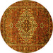 Round Machine Washable Persian Yellow Traditional Rug, wshtr852yw