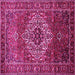 Square Machine Washable Persian Pink Traditional Rug, wshtr852pnk