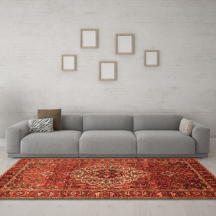 Machine Washable Persian Orange Traditional Area Rugs in a Living Room, wshtr852org