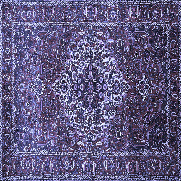 Square Machine Washable Persian Blue Traditional Rug, wshtr852blu