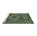 Sideview of Machine Washable Persian Turquoise Traditional Area Rugs, wshtr852turq