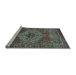 Sideview of Machine Washable Persian Light Blue Traditional Rug, wshtr852lblu