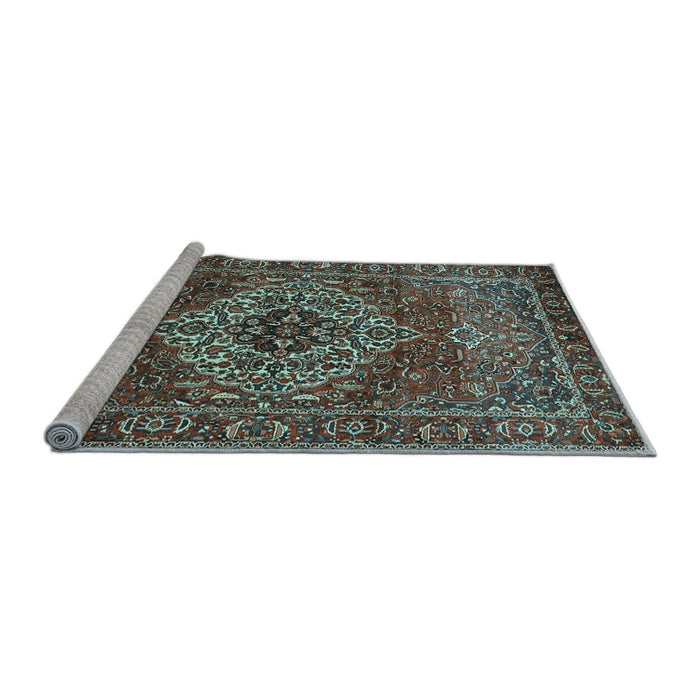Sideview of Machine Washable Persian Light Blue Traditional Rug, wshtr852lblu