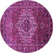 Round Machine Washable Persian Purple Traditional Area Rugs, wshtr852pur