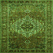 Round Machine Washable Persian Green Traditional Area Rugs, wshtr852grn