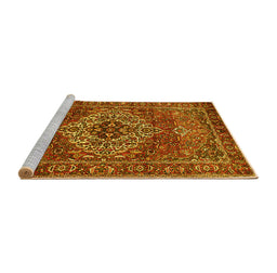 Sideview of Machine Washable Persian Yellow Traditional Rug, wshtr852yw