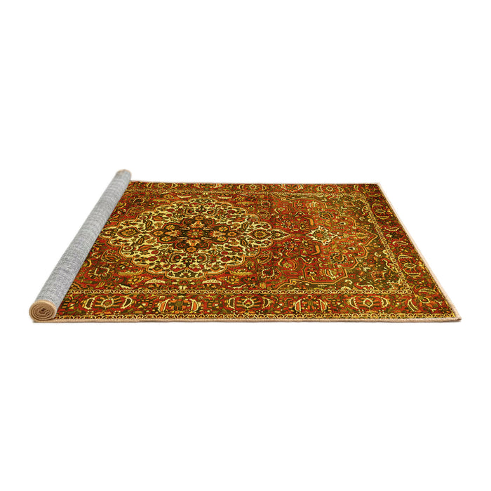 Sideview of Machine Washable Persian Yellow Traditional Rug, wshtr852yw