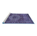 Sideview of Machine Washable Persian Blue Traditional Rug, wshtr852blu