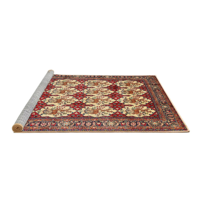 Sideview of Machine Washable Traditional Brown Red Rug, wshtr853