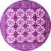 Round Machine Washable Persian Purple Traditional Area Rugs, wshtr853pur