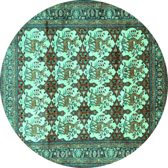 Round Persian Turquoise Traditional Rug, tr853turq