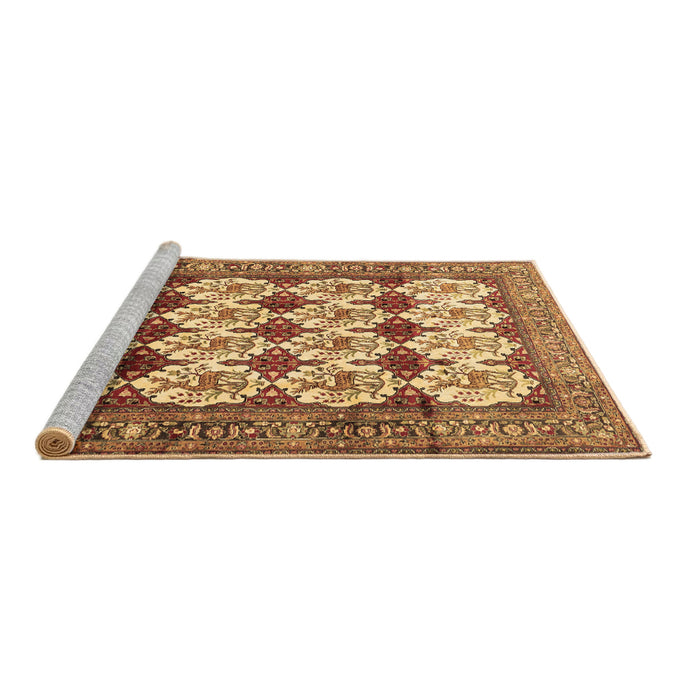 Sideview of Machine Washable Persian Brown Traditional Rug, wshtr853brn