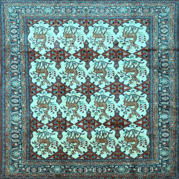 Square Machine Washable Persian Light Blue Traditional Rug, wshtr853lblu