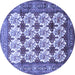 Round Persian Blue Traditional Rug, tr853blu