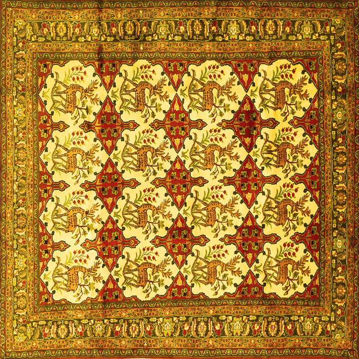 Square Machine Washable Persian Yellow Traditional Rug, wshtr853yw