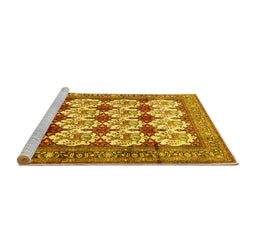 Sideview of Machine Washable Persian Yellow Traditional Rug, wshtr853yw