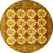 Round Persian Yellow Traditional Rug, tr853yw