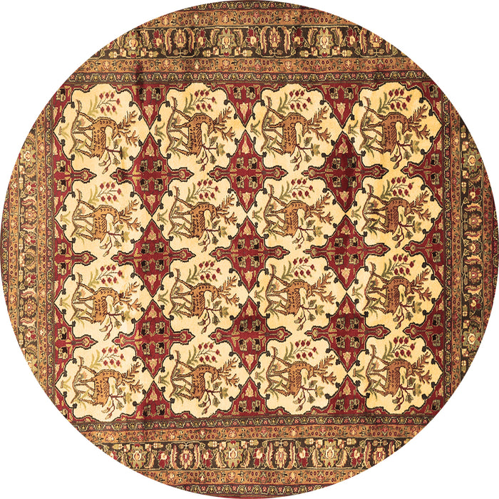 Round Persian Brown Traditional Rug, tr853brn