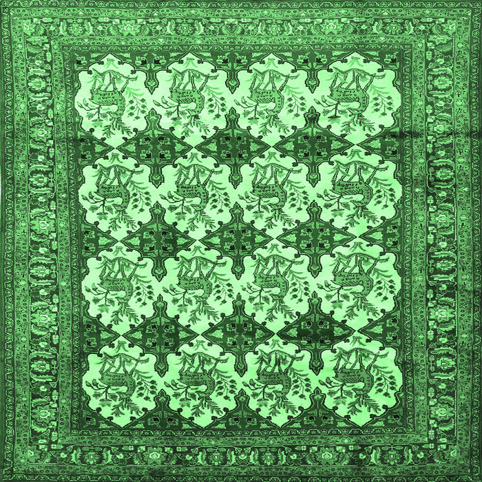 Square Persian Emerald Green Traditional Rug, tr853emgrn