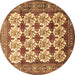 Round Machine Washable Persian Brown Traditional Rug, wshtr853brn