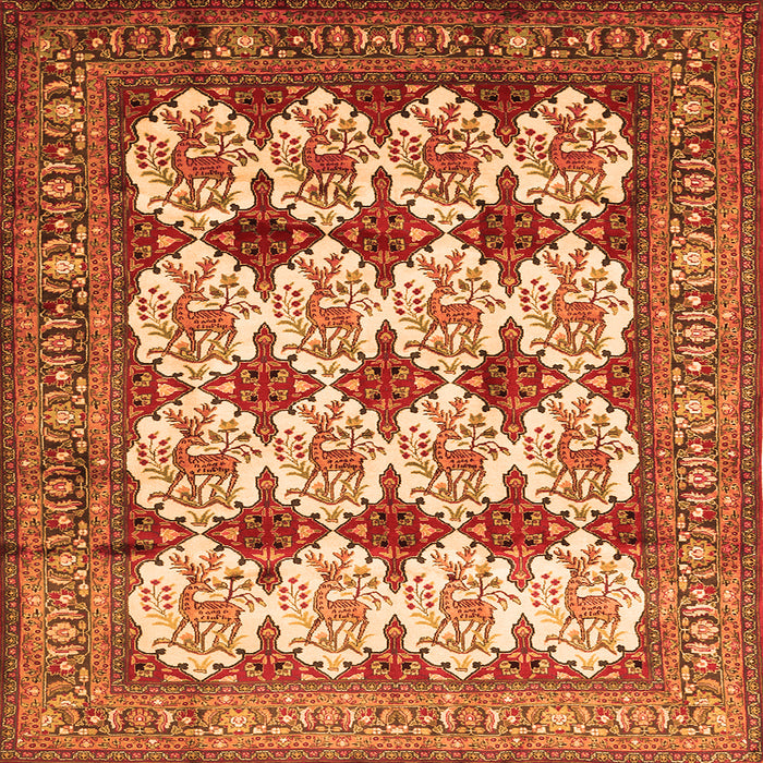 Round Machine Washable Persian Orange Traditional Area Rugs, wshtr853org