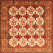 Round Machine Washable Persian Orange Traditional Area Rugs, wshtr853org