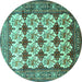 Round Machine Washable Persian Turquoise Traditional Area Rugs, wshtr853turq